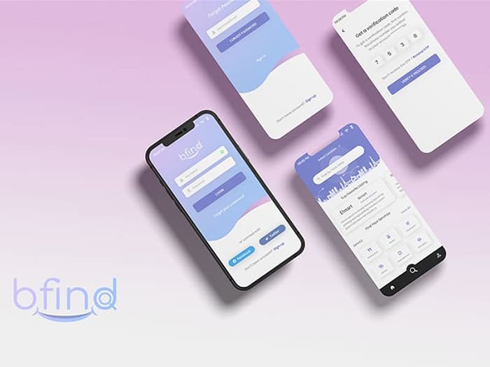 Bfind mobile app UI/UX design by Kerala-based designer